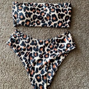 Never Worn! Amazon OMKAGI 2 Piece Bandeau Bikini High Waist Swimsuit